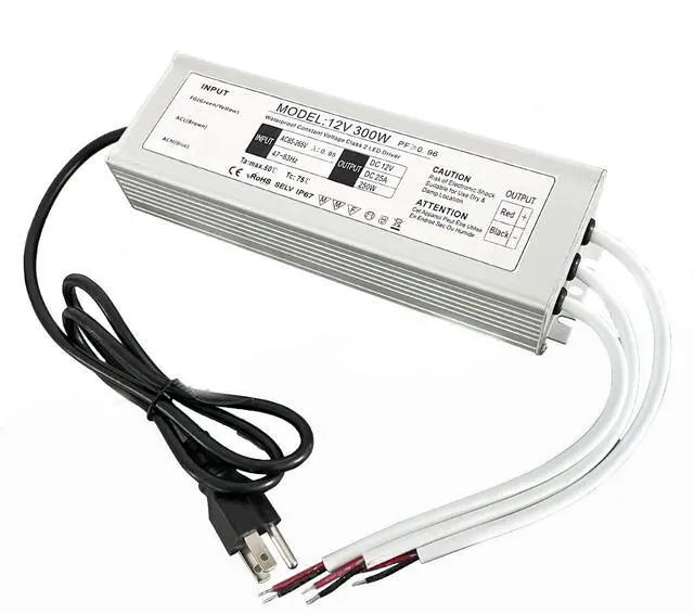 Main image of 200W 300W Waterproof IP67 Power Supply Transformer Adapter 90V-260V AC to DC 12V 24V Transformer Adapter for LED Light, Computer Project, Outdoor (24V 8.3A 200W)