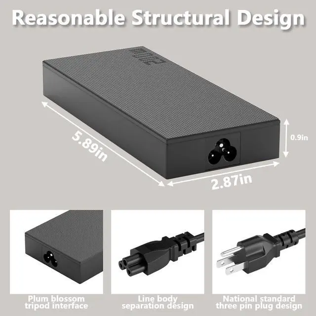 Alt view image 3 of 6 - 200W Laptop Charger Compatible with Asus Vivobook Pro 15 OLED Q533 Q533M Q533MJ Q543 Q543MJ Q543MV N6506CU N6506 20V 10A A20-200P1A ADP-200JB D Power Adapter