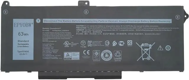 Main image of RJ40G Laptop Battery 63Wh 15.2V Compatible with Dell Latitude 14 5420 / Latitude 15 5520 / Precision 15 3560 / P137G P137G001 P104F P104F001 Series 01K2CF 075X16 WY9DX 0WK3F1 0M3KCN 005R42