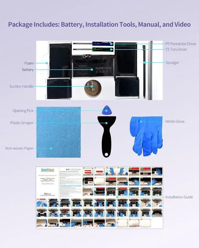 Alt view image 3 of 6 - A1534 Battery Replacement for MacBook 12-inch A1534(2015,2016,2017) A1527/A1705 Battery