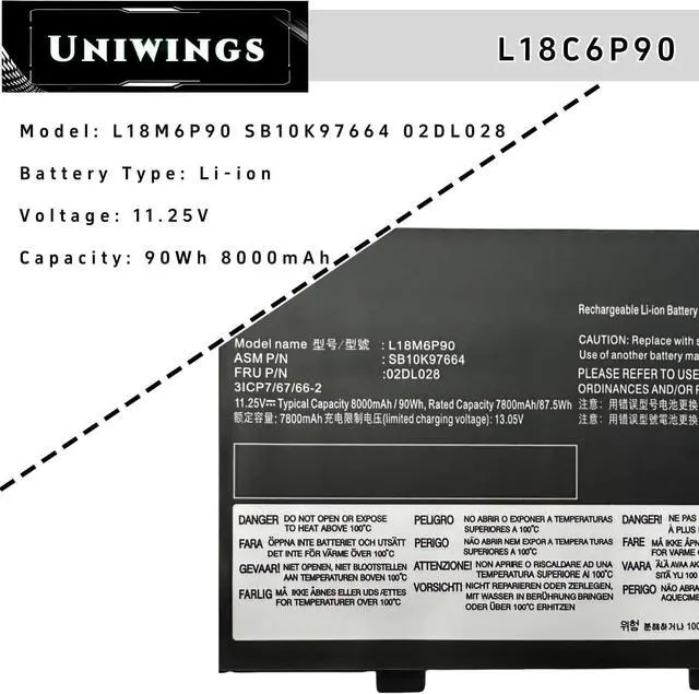 Alt view image 3 of 4 - L18M6P90 New Battery Replacement for ThinkPad P53 Series Notebook L18M6P90 02DL028 5B10W13901 SB10K97664 02DL029 5B10W13902 SB10K97665