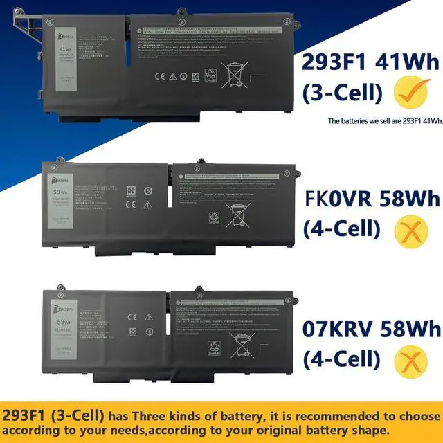 Alt view image 5 of 7 - 293F1 41Wh Battery Replacement for Dell Latitude 5330 7530 7430 7330 5430 5530 Latitude 7430 2-in-1/7330 2-in-1/5330 2-in-1 Series Precision 3570 Series FK0VR 08H6WD 8P81K PX0GF 11.25V 3467