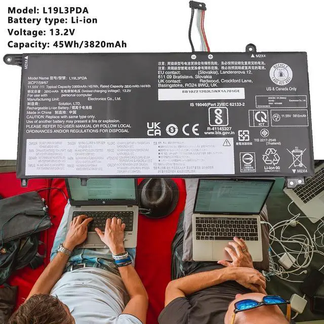 Alt view image 2 of 7 - L19L3PDA L19C3PDA L19M3PDA Laptop Battery Replacement for Lenovo ThinkBook 14 G2 ITL /14 G4 ABA /14 G2 ARE/15 G3 ACL/15 G3 ITL/15 G4 ABA Series L19D3PDA 31CP7/59/67 31CP7/58/66 11.55V 45Wh