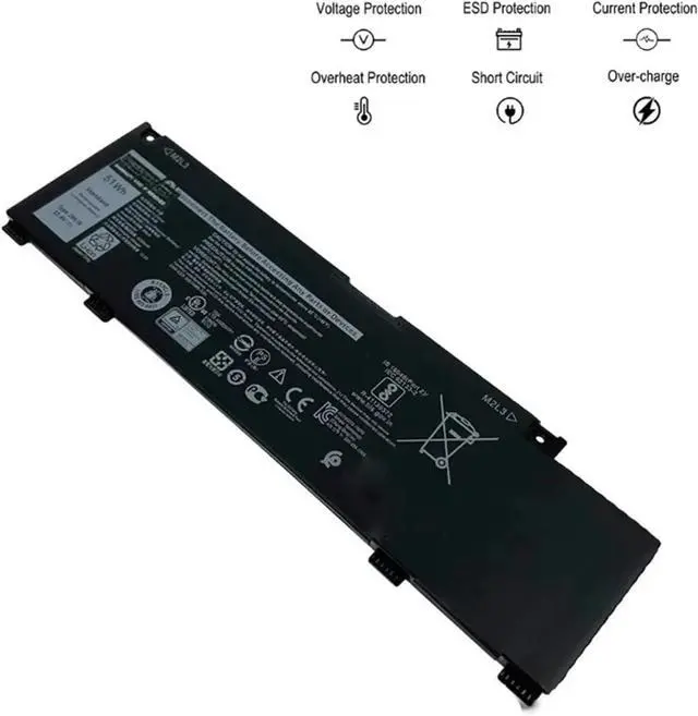 Alt view image 6 of 6 - 266J9 Laptop Battery - Compatible with Dell G3 15/G5 15/Inspiron 143590 3500 5500 5505 5490 (M4GWP PN1VN) 11.4V 51Wh