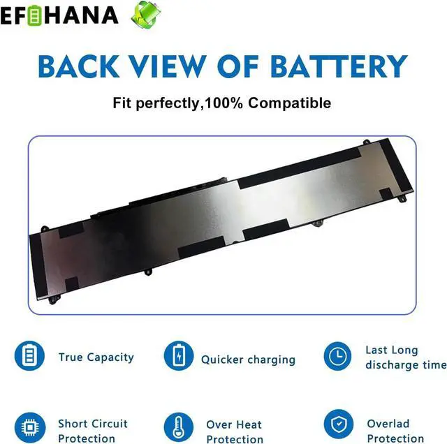 Alt view image 6 of 6 - RC30-0483 Laptop Battery Replacement for Razer Blade 16" (2023) RZ09-0483x Blade 16" (2024) RZ09-0510x RZ09-0510SEN3-R3E1 RZ09-0510SWN3-R3W1 Series RZ09-0510 4ICP5/51/149 15.4V 95.2Wh 6182mAh