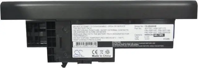Alt view image 5 of 5 - HongQJY New Replacement Battery for ThinkPad X60, ThinkPad X61s 7669 (4400mAh) 40Y7001, ASM 92P1170, FRU 92P1167