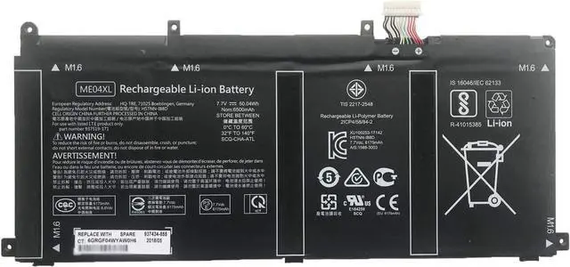 Main image of Laptop Batteries Compatible for HP ME04XL ME04 ME04050XL 937434-855 HSTNN-IB8D 937519-171 937519-1C1 MEO4XL (7.7V 50.04Wh) Elite X2 1013 G3 Series