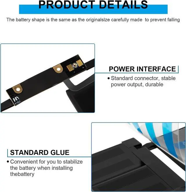 Alt view image 3 of 7 - A1707 A1820 Laptop Battery for MacBook Pro 15 inch A1707 (Late 2016 Mid 2017) Touch Bar EMC 3162 3072 Series MLH32LL/A MLH42LL/A MLW72LL/A MLW72HN/A MLW82LL/A MPTR2LL/A MPTT2LL/A - 11.40V 76Wh