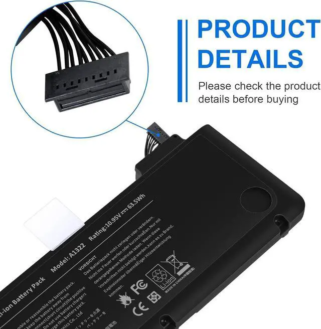 Alt view image 3 of 7 - 63.5Wh A1322 A1278 Laptop Battery for MacBook Pro 13 inch [Mid 2009 2010 2011 2012 Version] 661-5229 661-5557 020-6547-A 020-6765-A MB990LL/A MB991LL/A MC724LL/Anot for A1278 [2008 Version]