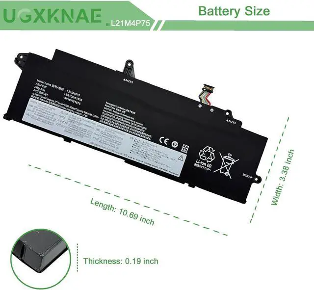 Alt view image 7 of 7 - L21M4P75 Laptop Battery Replacement for ThinkPad T14s Gen 3 2022 Gen 4 2023 Series L21B4P71 L21L4P73 L21D4P7 SB10W51976 SB10W51975 5B10W51874 5B10W51875 5B10W51876 SB10W51976 5B10W51875 57Wh