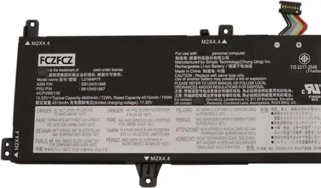 Alt view image 2 of 4 - L21M4P77 Battery 72Wh 4640mAh Replacement for Lenovo ThinkPad Z16 Gen 1 / Z16 Gen 2 Series 5B10W51887 5B11M90085 L21C4P74 5B10W51888 L21D4P76 5B10W51889 15.52V 4-Cell