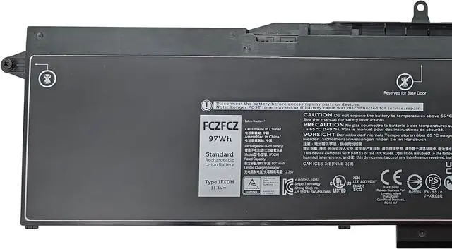 Alt view image 2 of 5 - 1FXDH Battery Replacement for Dell Latitude 5501 5511 / Precision 3541 3551 Series 01WJT0 D191G 1WJT0 0D191G CN-0D191G 11.4V 97Wh 8071mAh 6-Cell