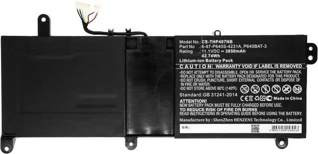 Alt view image 3 of 5 - Replacement Battery for Clevo P640HJ,P640HK1,P640RE,P640RF,P641HJ,P641HK1,P641RF,3850mAh