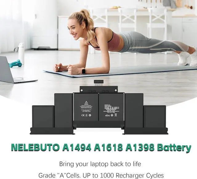 Alt view image 5 of 7 - A1618 Battery Replacement for MacBook Pro 15 Inch Retina A1398 (Late 2013, Mid 2014, Mid 2015 Version)[11.36V/99.5Wh]