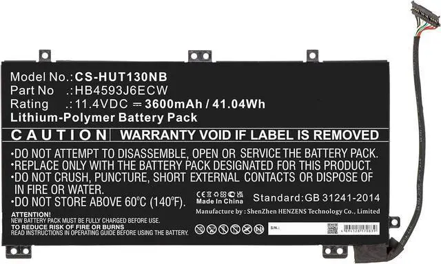Alt view image 3 of 5 - Replacement Battery for Huawe'i MateBook 13,MateBook 13 i7,MateBook13 2020,WRT-W19,WRT-W19L,WRT-W29,WRT-WX9,HB4593J6ECW,HB4593J6ECW-31,3600mAh/11.4V