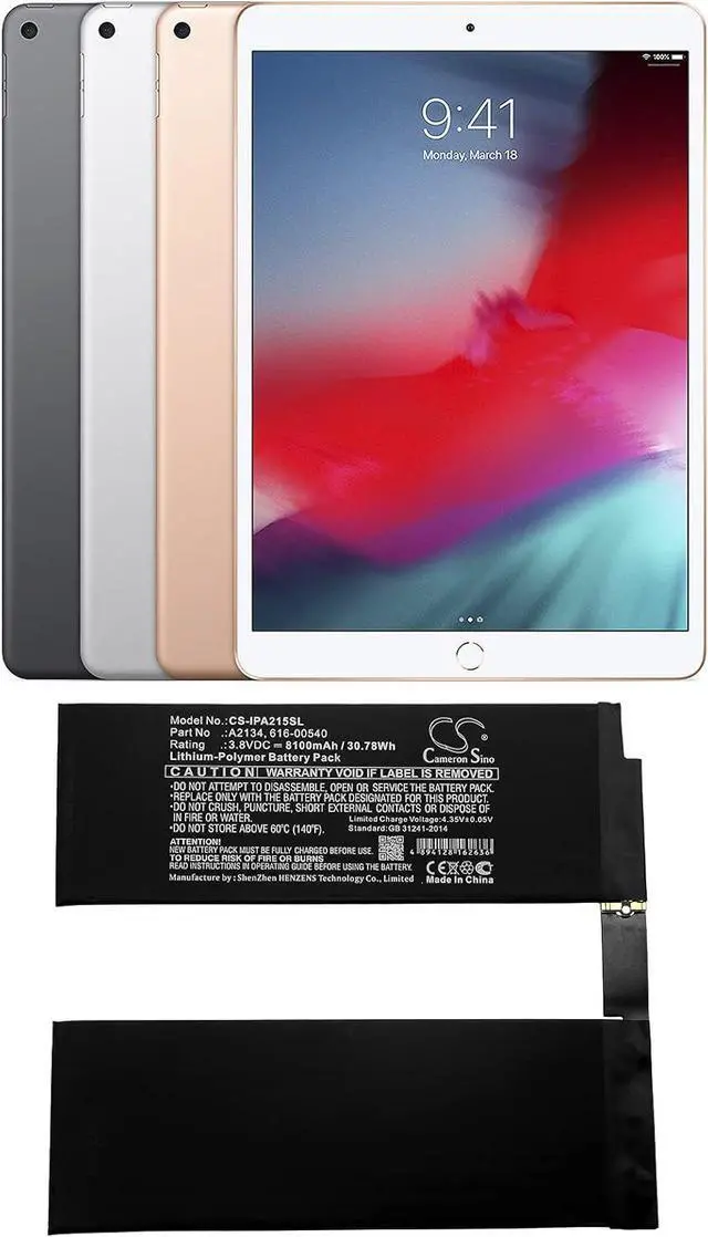 Alt view image 3 of 5 - SPANN Battery Replacement for appIe A2123, A2152, A2154, i pad Air 10.5" 2019, i pad Air 3, i pad Air 3 2019, Part No: 616-00540, A2134 3.8V