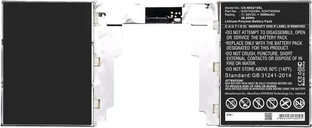 Main image of HongQJY New Replacement Battery for Surface Book 2 1835, Surface Book 2 1835 13.5" Tabl (5000mAh) G3HTA049H, G3HTA050H