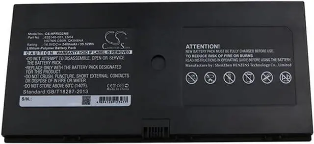 Alt view image 3 of 3 - Battery Compatible with HP Part Number: 538693-251, 538693-271, 538693-961, 580956-001, 594637-221, 594637-241, 2400mAh