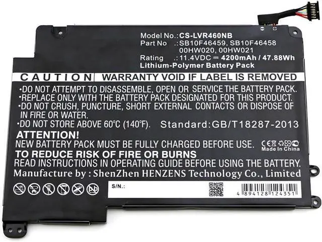 Alt view image 3 of 3 - Replacement Battery for 00HW020,00HW021,SB10F46458,SB10F46459,PN:00HW020,00HW021,SB10F46458,SB10F46459,4200mAh