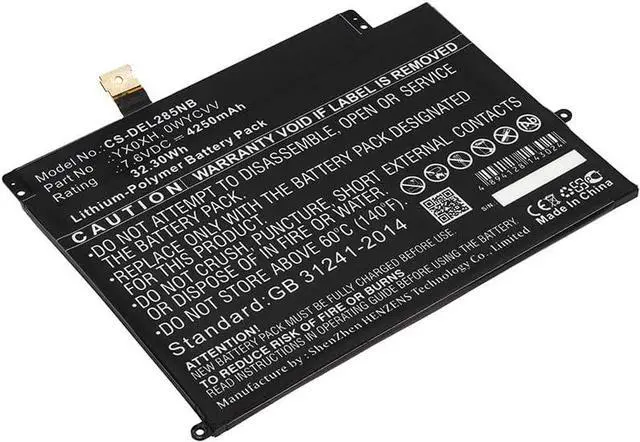 Main image of Replacement Battery for Latitude 7285,PN:0C668F,0WYCVV,C668F,OWYCVV,T16KJ,WYCVV,YX0XH,YXOXH,4250mAh