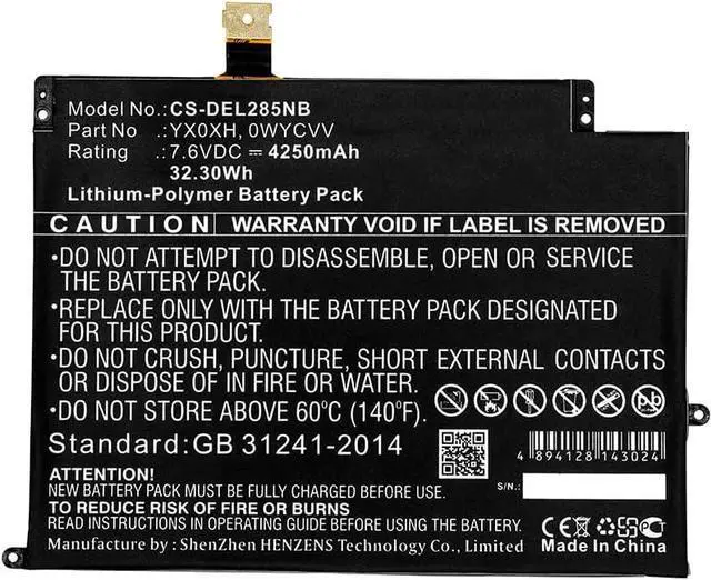 Alt view image 3 of 3 - Replacement Battery for Latitude 7285,PN:0C668F,0WYCVV,C668F,OWYCVV,T16KJ,WYCVV,YX0XH,YXOXH,4250mAh