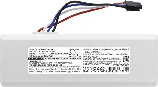 Alt view image 3 of 5 - SPANN Battery Replacement for Xiaomi Dreame MC1808, Roborock 1C, SKV4093GL, STYTJ01ZHM, XM2000021, Part No: P1904-4S1P-MM 14.4V