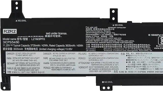 Alt view image 2 of 5 - L21M3PF0 Battery 42Wh Replacement for Lenovo IdeaPad 1-14ADA7 1-14ALC7 1-14AMN7 1-14IAU7 1-14IGL7 1-14IJL7 1-15ADA7 1-15ALC7 1-15AMN7 1-15IAU7 1-15IGL7 1-15IJL7 Series L21L3PF0 L21C3PF0