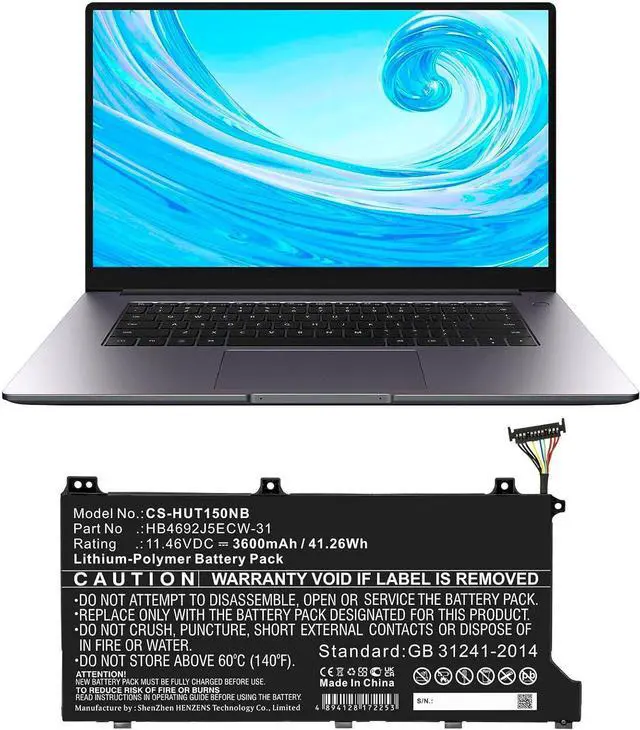 Alt view image 5 of 5 - Replacement Battery for HB4692J5ECW-31,PN:HB4692J5ECW-31,3600mAh