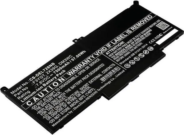 Main image of Replacement Battery for DEL'L 0DM3WC,0F3YGT,2X39G,451-BBYE,453-BBCF,DM3WC,F3YGT,KG7VF,PN:0DM3WC,0F3YGT,2X39G,451-BBYE,453-BBCF,DM3WC,F3YGT,KG7VF,7500mAh
