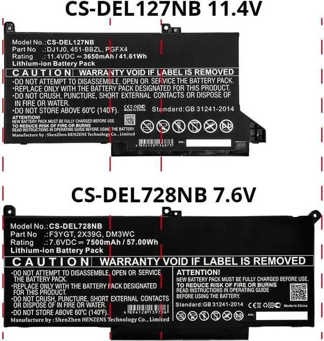 Alt view image 4 of 4 - Replacement Battery for DEL'L 0DM3WC,0F3YGT,2X39G,451-BBYE,453-BBCF,DM3WC,F3YGT,KG7VF,PN:0DM3WC,0F3YGT,2X39G,451-BBYE,453-BBCF,DM3WC,F3YGT,KG7VF,7500mAh
