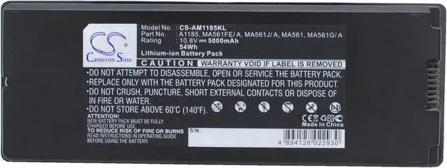 Main image of HongCSL New Replacement Battery for MacBook 13" A1181, MacBook 13" MA472, MacBook 13" MA472B/ A, MacBook 13" MA472CH/ A, MacBook13"MB404LL/ A (5000mAh / 54.00Wh) A1185, MA561, MA561FE/ A, MA561G/ A