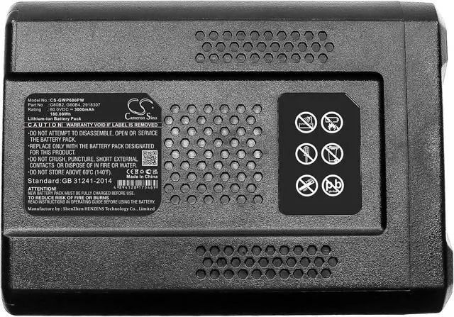 Alt view image 5 of 5 - SPANN Battery Replacement for Greenworks Pro GD60LM46HP, Pro GD60LT, Pro GD60PS, Pro GDC60, Part No: 2918307, G60B2, G60B4 60.0V