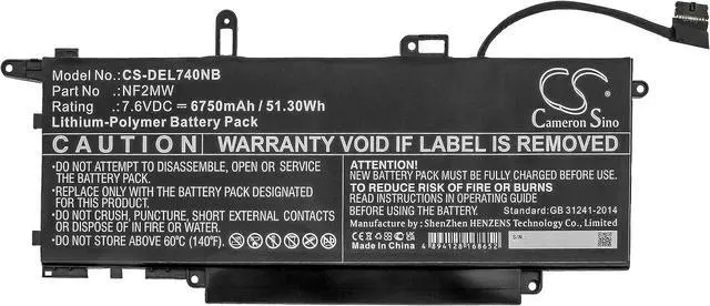 Alt view image 3 of 5 - HongQJY New Replacement Battery for Latitude 7310 2-in-1, Latitude 7400 2-in-1, Latitude 7410 2-in-1, Latitude 9410 2-in-1 (6750mAh) NF2MW