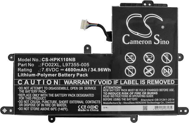 Alt view image 3 of 5 - HongQJY New Replacement Battery for Chromebook 11A, CHROMEBOOK 11A-NA0500NA, CHROMEBOOK 11A-NA0XXX (4600mAh) FO02XL, L97353-2D1, L97355-005, TPN-DB0A