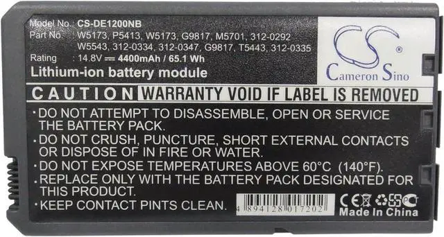 Alt view image 5 of 5 - HongQJY New Replacement Battery for Inspiron 1000, Inspiron 1200, Inspiron 2200, Latitude 110L (4400mAh) 312-0292, 312-0326, 312-0334, G9812, G9817, H9566, M5701, T5443, W5173, W5543