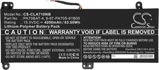 Alt view image 3 of 5 - HongQJY New Replacement Battery for G97E, Kingbook G97E, Kingbook G99E (4200mAh) 6-87-PA70S-61B00, PA70BAT-4