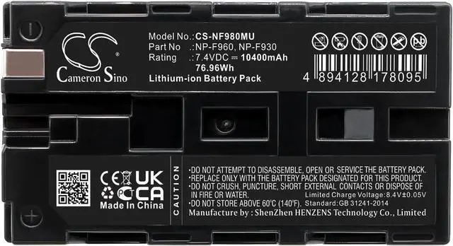 Alt view image 5 of 6 - ELMEKO Replacement for Battery Compatible Sony NP-F970, NP-F970/B, NP-F975, XL-B2, XL-B3, HVL-ML20 (Marine Light), HVR-HD1000U, HVR-M10C (Videocassette Record, HVR-M10N (10400mAh/7.4V)