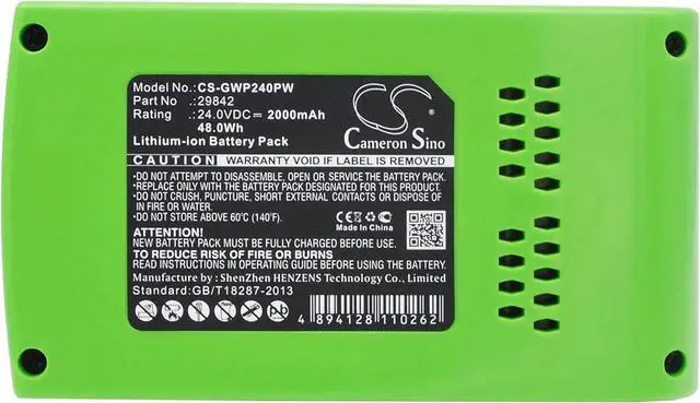 Alt view image 5 of 5 - 2000mAh Replacement Battery for Stiga SAB 24 AE SHT 24 AE SMT 24 AE SGT 24 AE SC 24 AE (24.0V)