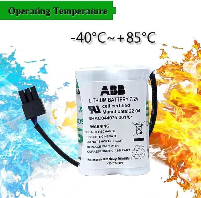 Alt view image 6 of 7 - (10-Pack) 3HAC044075-001/01 Lithium Battery 7.2V 3600mAh SMB PLC Battery for ABB Robot CPU ABBTA521 ABB3HAC16831-1 with Plug