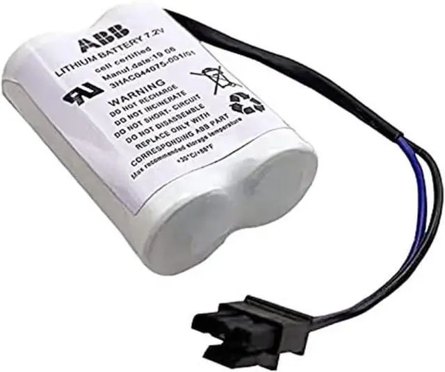 Alt view image 4 of 7 - (10-Pack) 3HAC044075-001/01 Lithium Battery 7.2V 3600mAh SMB PLC Battery for ABB Robot CPU ABBTA521 ABB3HAC16831-1 with Plug