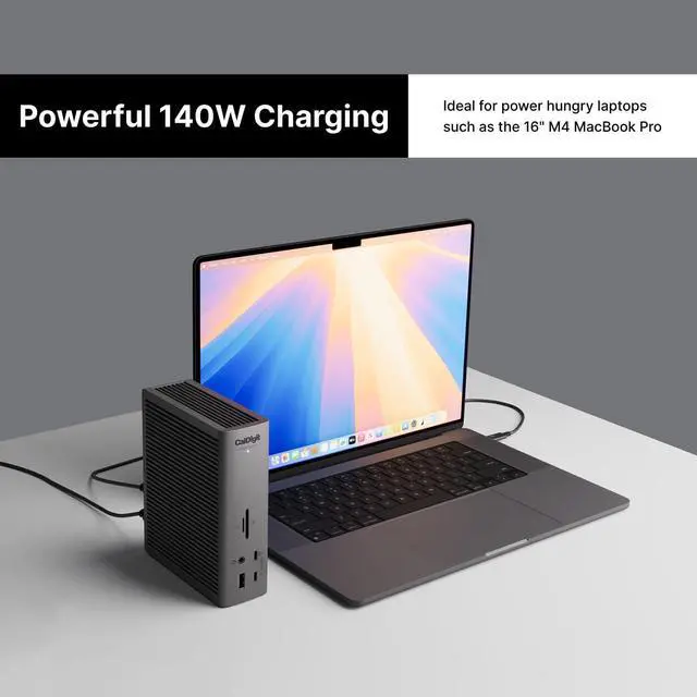 Alt view image 6 of 7 - CalDigit TS5 Plus - 20 Port Thunderbolt 5 Dock, 140W Charging, 3X 80Gb/s Thunderbolt 5, 10x 10Gb/s USB Ports, Dual USB Controllers, 10GbE, Up to Dual 8K 60Hz Displays, 1.0m Braided Cable, 330W PSU