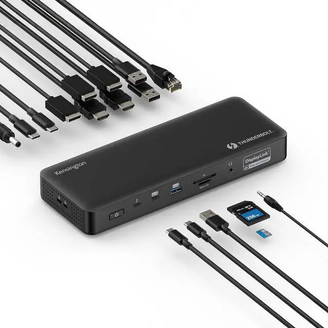 Main image of Kensington SD5910T DisplayLink Docking Station Thunderbolt 4, Quad 4K for MacBook Pro/Air M1/M2/M3/M4 with Pro and Max Chipsets, 100W PD, HDMI/DP/TB4, SD/Micro SD Card Slots (K35233NA)