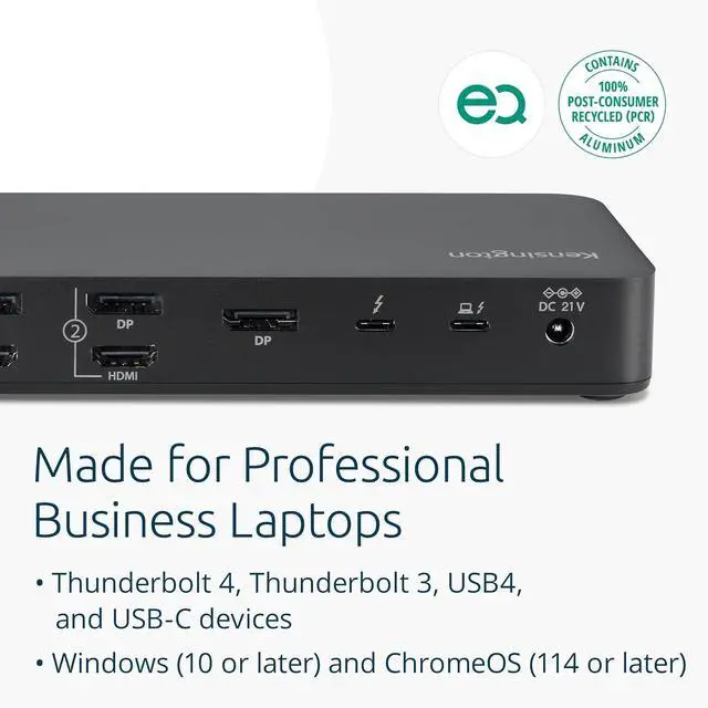 Alt view image 6 of 6 - Kensington SD5910T DisplayLink Docking Station Thunderbolt 4, Quad 4K for MacBook Pro/Air M1/M2/M3/M4 with Pro and Max Chipsets, 100W PD, HDMI/DP/TB4, SD/Micro SD Card Slots (K35233NA)