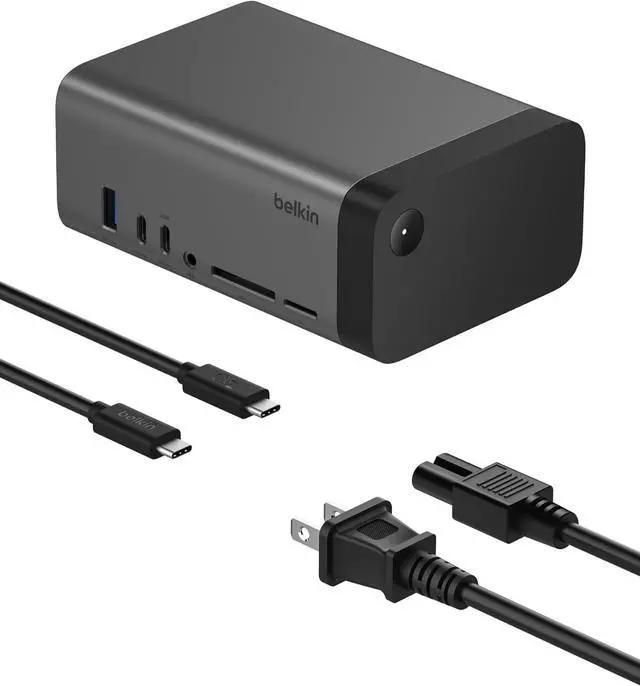 Main image of Belkin USB-C Hub, 11-in-1 Pro GaN Dock 150W, Multi-Port Docking Station w/USB-C, USB-A, Ethernet, SD, MicroSD, 3.5mm Port, 4K HDMI Ports for Triple Monitor Display - Compatible w/MacBook Pro & More