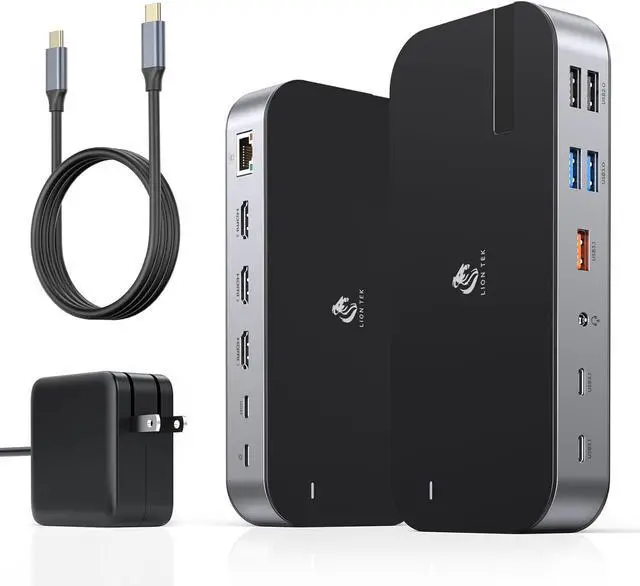 Main image of Laptop Docking Station,16 in 1 Docking Station USB C Docking Triple Monitor,USB C Dock Station with 3 HDMI,PD 100W, USB 3.1/3.0/2.0,RJ 45 Ethernet,SD/TF,Audio for Dell/LenovoIncluding Charging