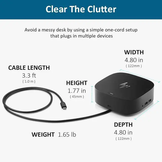 Alt view image 6 of 7 - HP Docking Station for Laptop Dual Monitor and Charging Bundle - HP USB-C G5 Dock with 120W AC Adapter, HDMI & DP Cable & USB-C Cable