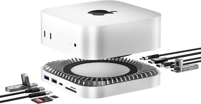 Main image of Mac mini M4 Dock, Aluminum Mac mini Stand and HDMI Hub for Mac mini M4 and M4 Pro 2024 with M.2 NVMe/SATA SSD Enclosure, 4K60Hz HDMI,10G USB A/C, 5G USB A*2, USB-C Charge, SD/TF, Audio