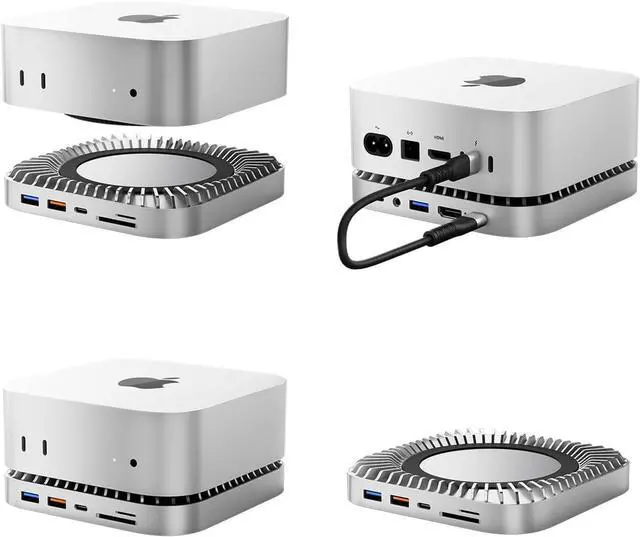 Alt view image 5 of 7 - Mac mini M4 Dock, Aluminum Mac mini Stand and HDMI Hub for Mac mini M4 and M4 Pro 2024 with M.2 NVMe/SATA SSD Enclosure, 4K60Hz HDMI,10G USB A/C, 5G USB A*2, USB-C Charge, SD/TF, Audio