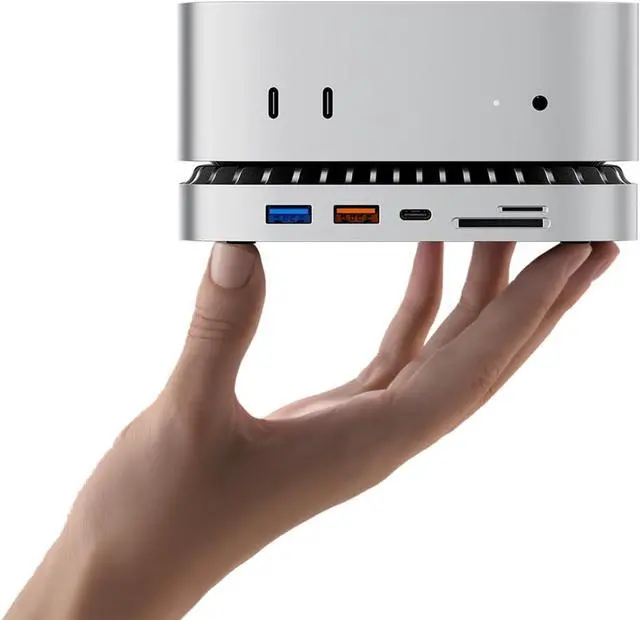 Alt view image 7 of 7 - Mac mini M4 Dock, Aluminum Mac mini Stand and HDMI Hub for Mac mini M4 and M4 Pro 2024 with M.2 NVMe/SATA SSD Enclosure, 4K60Hz HDMI,10G USB A/C, 5G USB A*2, USB-C Charge, SD/TF, Audio