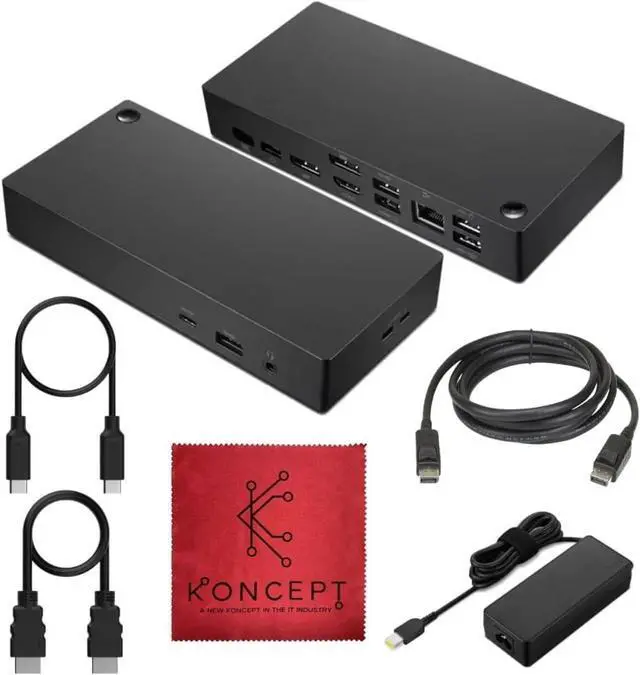 Main image of 40AY0090US Docking Station Dual Monitor - 1 Year Warranty - Docking Station USB C with 90W, HDMI, DisplayPort, USB-C Cable & Microfiber Cleaning Cloth